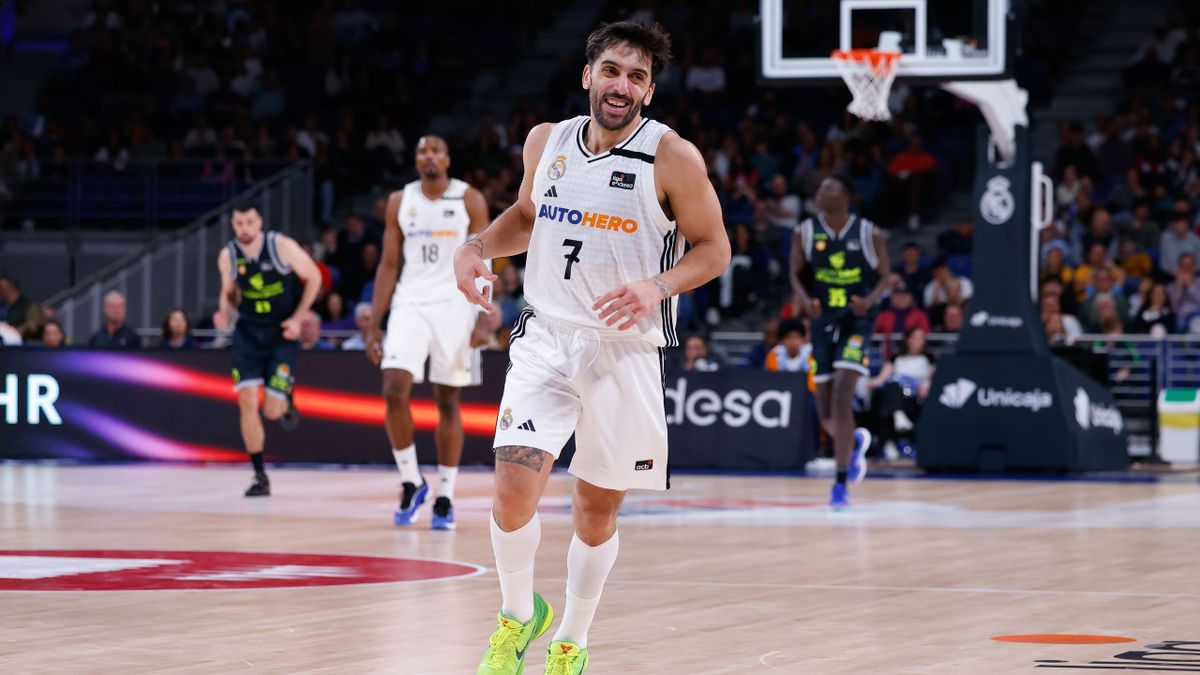 "Facundo Campazzo, base del Real Madrid, en acción durante el partido contra Gran Canaria"